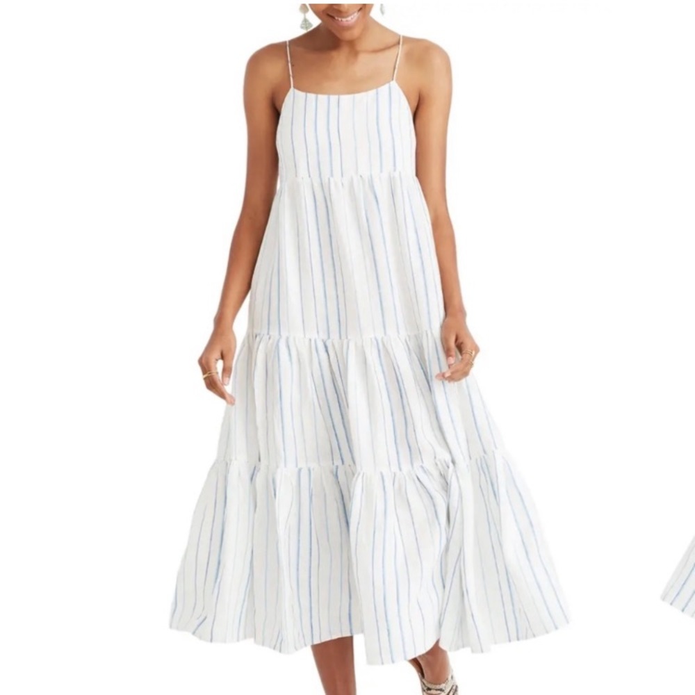 Madewell Stripe Linen Midi Dress